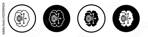 AI brain icons pack in black and white versions for web.