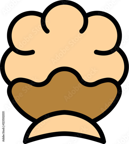 Simple vector illustration of a seashell, highlighting its unique shape and brown center, perfect for nature or marine themed projects photo