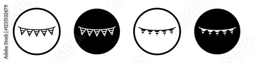 Party pennants icons pack in black and white versions for web.