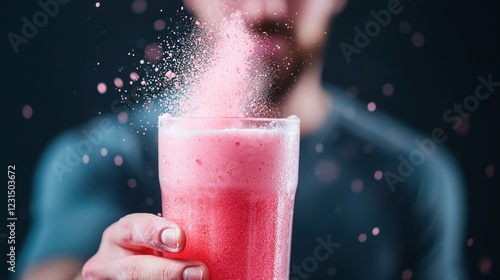 sports drinks nutrition Athlete preparing a sports drink with powder and water, customized nutrition and hydration strategy, electrolyte balance and personalized nutrition photo