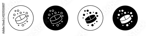 Soluble tablet icons pack in black and white versions for web.