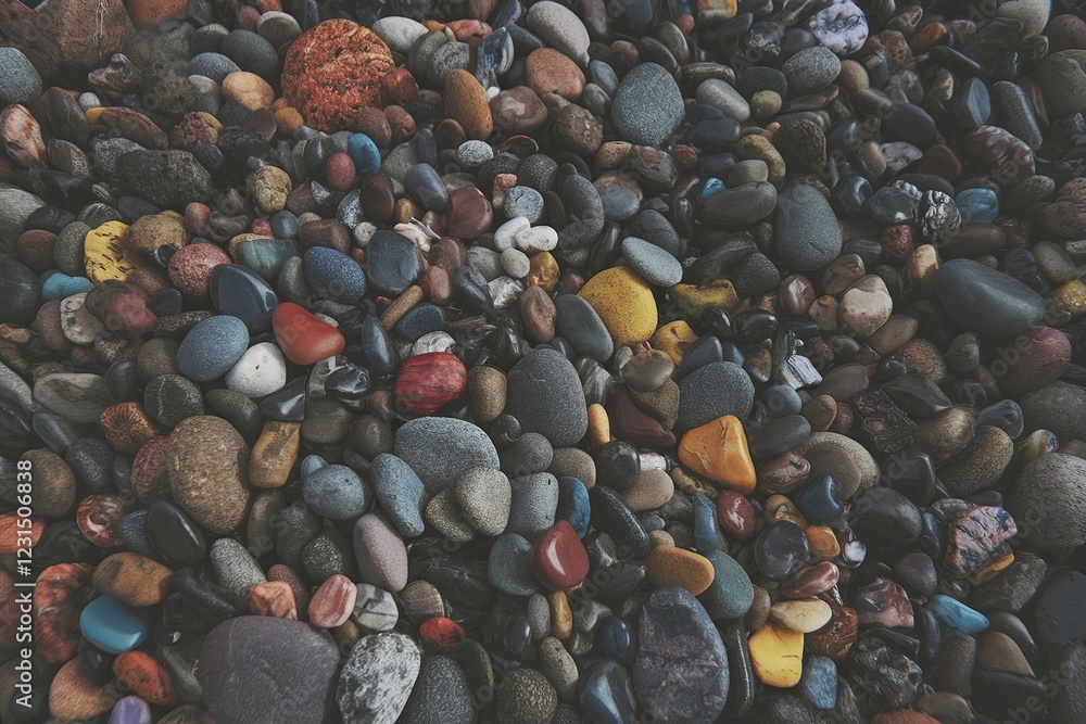 A vibrant collection of multicolored pebbles and stones A vibrant collection of multicolored pebbles and stones