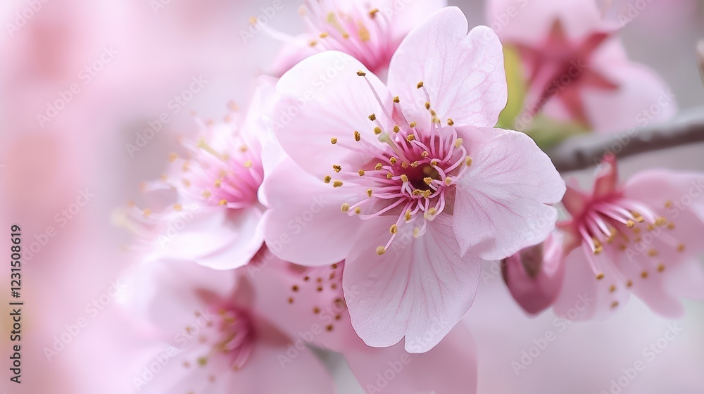 A close-up of delicate pink cherry blossoms, showcasing their intricate petals and soft hues against a blurred background. A close-up of delicate pink cherry blossoms, showcasing their intricate petals and soft hues against a blurred background.