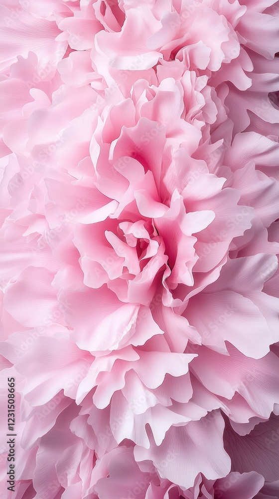 Fototapeta premium A close-up image of soft pink flowers, showcasing their delicate petals and layered textures against a light background.