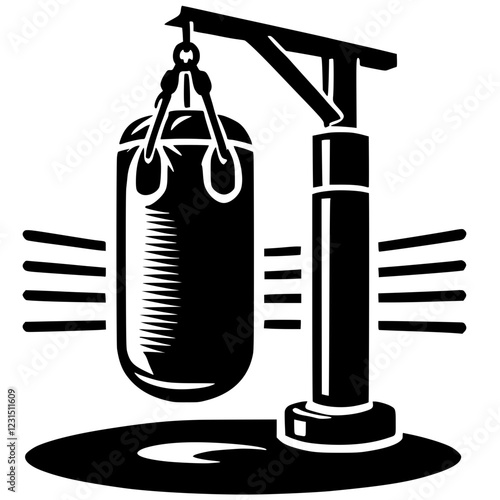 Silhouette of a punching bag