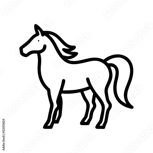 Horse icon with energetic mood walking on a transparent background