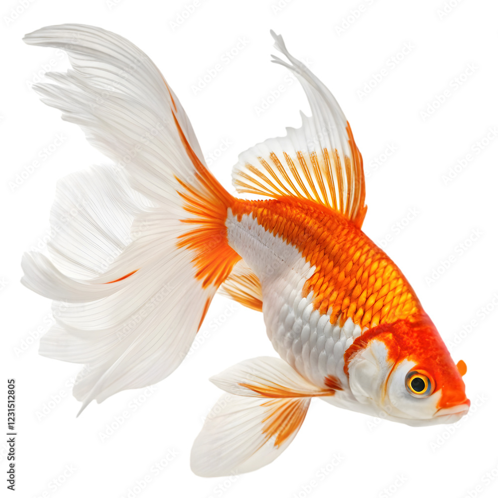 Fototapeta premium Vibrant Orange Goldfish Swimming Gracefully