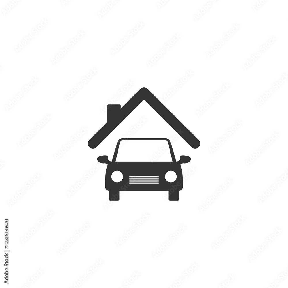 House icon with a car icon isolated on transparent background House icon with a car icon isolated on transparent background