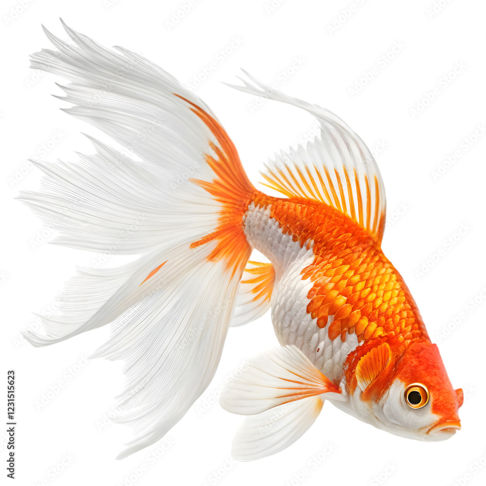 Fototapeta premium Vibrant Orange Goldfish Swimming Gracefully