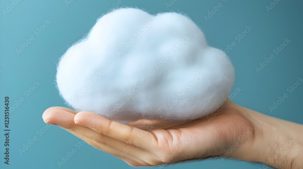 Hand holding cloud, data storage concept Hand holding cloud, data storage concept
