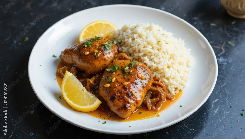 Delicious Chicken with Rice and Lemon, Perfect for a Meal Delicious Chicken with Rice and Lemon, Perfect for a Meal