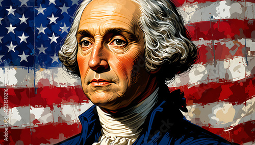  Multicolored Portrait of George Washington washington flag background