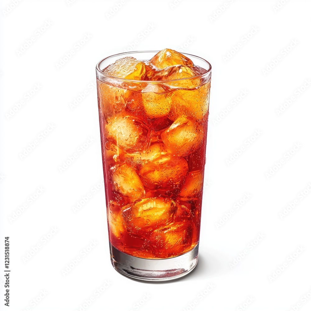 Iced tea glass, refreshing drink, summer beverage, white background, studio shot Iced tea glass, refreshing drink, summer beverage, white background, studio shot