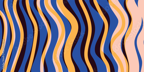 Brown, Pink and Blue Retro Style Wallpaper, Background Design for Your Business with Abstract Geometric Lines Pattern - Applicable for Web, Presentations, Placards, Posters - Creative Vector Template