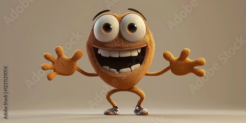 A 3D animated character in a playful pose, showcasing detailed expressions and textures.