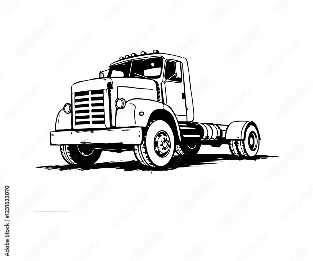truck on a white background, vector illustration, monochrome truck on a white background, vector illustration, monochrome
