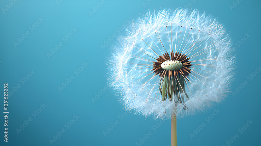 Fototapeta premium Dandelion seed head, macro photography, delicate details, soft lighting