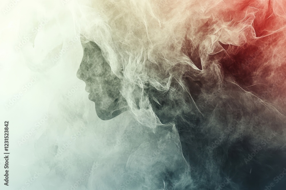 Obraz premium Smoke cloud formation resembling a horse in a blue sky background with soft white clouds