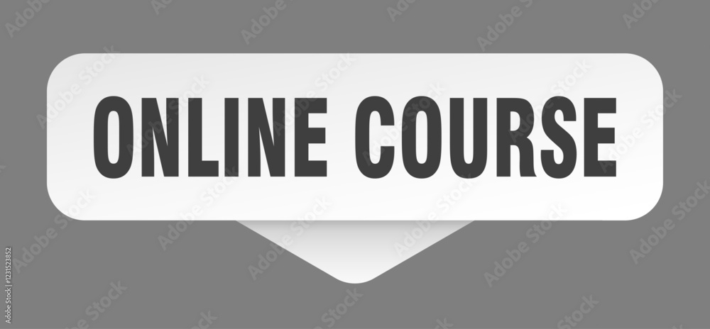 online course sticker. online course sign isolated on gray background