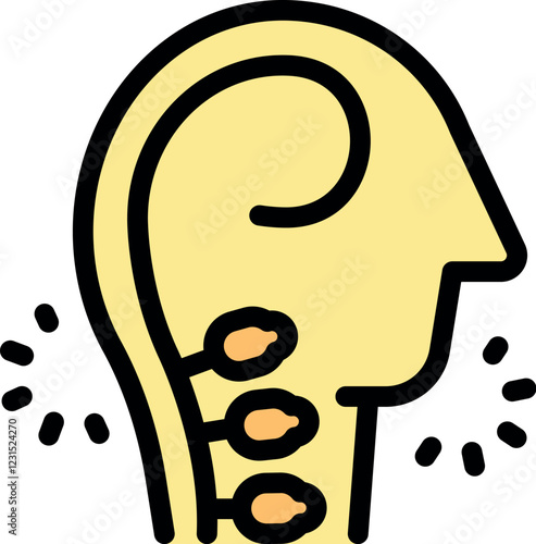 Lymph nodes swelling causing pain and discomfort in human neck, medical vector icon representing immune system response