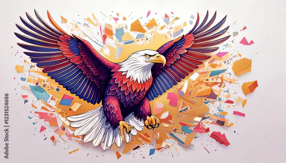 Obraz premium Majestic Eagle with Vibrant Colors and Dynamic Background