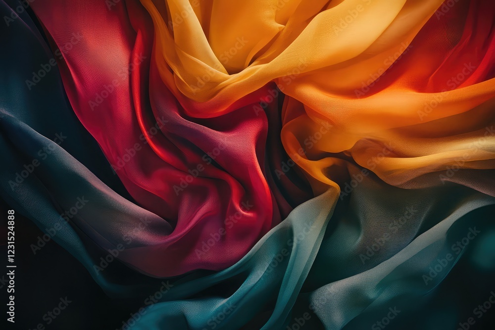 Obraz premium Abstract swirling fabric sheets with soft gradient tones, creating a dynamic motion effect