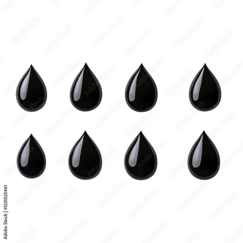 Black Liquid Droplets on Transparent Background for Artistic and Design Projects Black Liquid Droplets on Transparent Background for Artistic and Design Projects