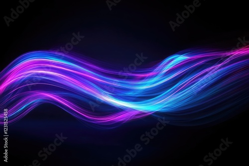 Wallpaper Mural Abstract waves of neon lights in vibrant blue and purple shades on a dark background for futuristic designs Torontodigital.ca
