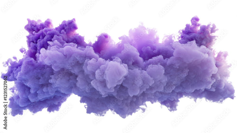 Purple smoke cloud forming an abstract shape on transparent background Purple smoke cloud forming an abstract shape on transparent background