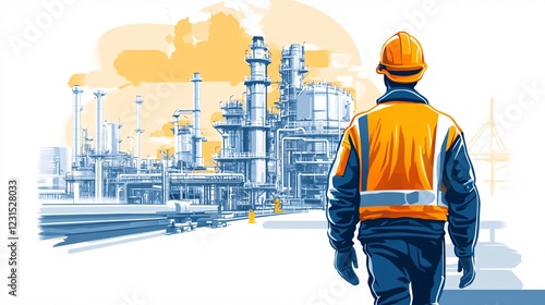 Industrial Worker at a Large Refinery Complex photo