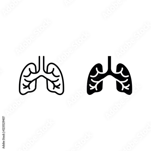 Lungs icon set color editable on white background