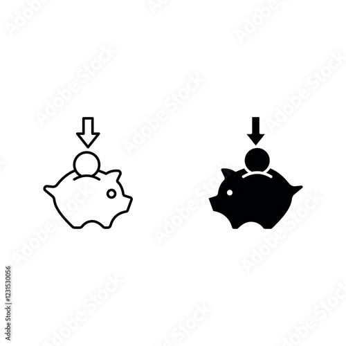 piggy bank icon set color editable