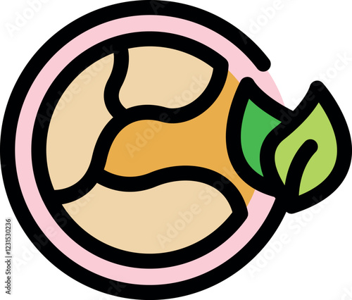 Earth with growing leaves symbolizes environmental protection and sustainability