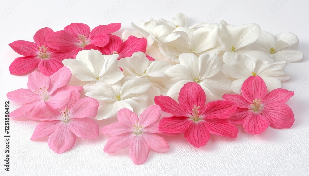 Pink, White Floral Arrangement A Collection of Delicate Spring Blossoms Isolated on Background. Pink, White Floral Arrangement A Collection of Delicate Spring Blossoms Isolated on Background.