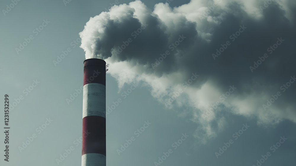 A smokestack releases thick clouds of gray smoke into the sky, highlighting industrial pollution and its environmental impact A smokestack releases thick clouds of gray smoke into the sky, highlighting industrial pollution and its environmental impact
