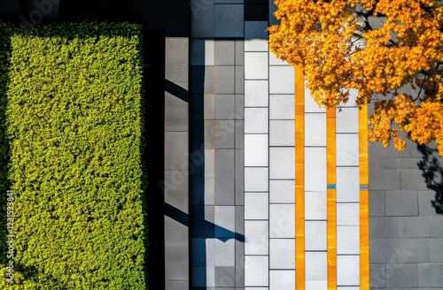 Wallpaper Mural Aerial View of Modern Pathway with Greenery and Fall Foliage Torontodigital.ca