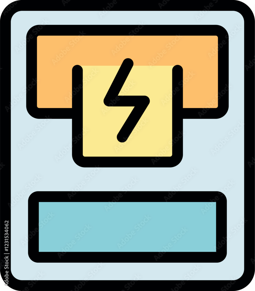 Electricity meter displaying energy usage with a lightning bolt icon, representing power monitoring and utility measurement Electricity meter displaying energy usage with a lightning bolt icon, representing power monitoring and utility measurement