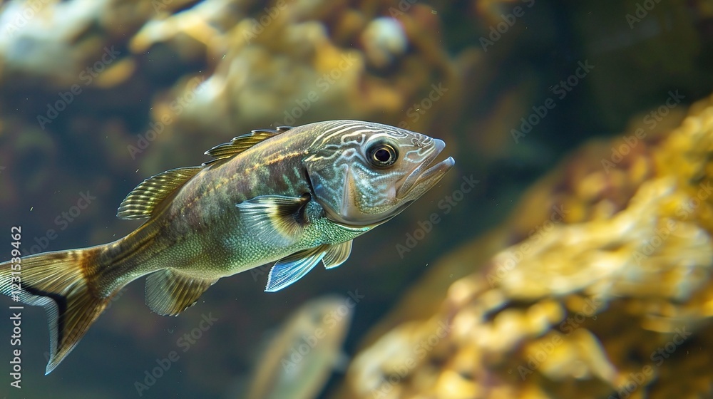 A Close - up of a Small - Mouthed Fish: A Unique and Intriguing Aquatic Creature. This fish, with its distinctively small mouth, is a fascinating sight in the underwater world A Close - up of a Small - Mouthed Fish: A Unique and Intriguing Aquatic Creature. This fish, with its distinctively small mouth, is a fascinating sight in the underwater world