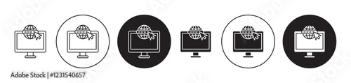 Domains icons collection in black filled and stroke line style