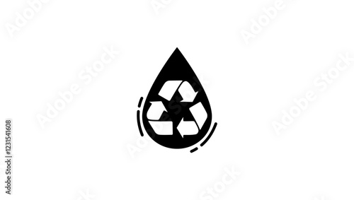 Water Recycle symbol , black isolated silhouette