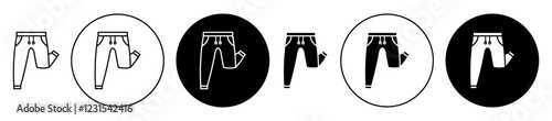 Pants trousers icons collection in black filled and stroke line style