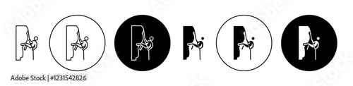 Rappelling icons collection in black filled and stroke line style