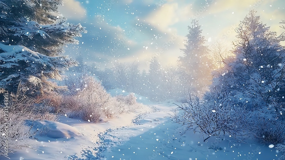 Winter Landscape While Snowing During Travel in 16K Resolution Winter Landscape While Snowing During Travel in 16K Resolution