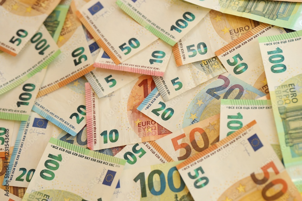 Pile of euro paper banknotes as finance background Pile of euro paper banknotes as finance background