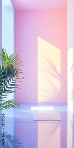 Serene Minimalist Space: Embracing Pastel Colors and Natural Elements in Interior Design