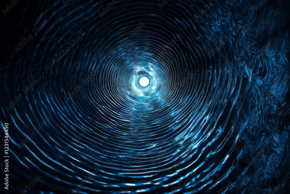 A blue wave with a hole in the middle. The water is deep and dark blue A blue wave with a hole in the middle. The water is deep and dark blue