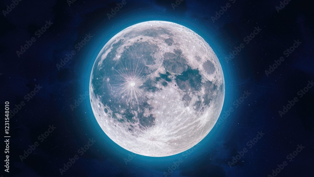 Full moon with luminous glow on dark night sky, showcasing detailed lunar surface features in high contrast, centered and well-defined. Full moon with luminous glow on dark night sky, showcasing detailed lunar surface features in high contrast, centered and well-defined.
