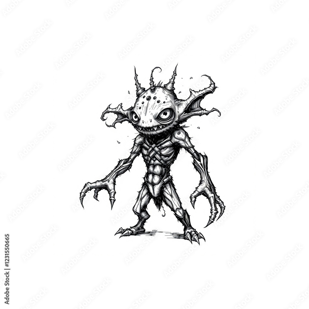 Mythical Dark Entity with Chaotic Energy – Hand-Drawn Illustration Mythical Dark Entity with Chaotic Energy – Hand-Drawn Illustration