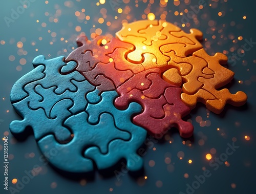 The concept of brainstorming as a puzzle, where each piece is an idea that fits together to form the big picture