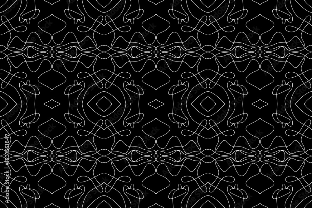 Abstract seamless pattern with intricate line art, featuring a mesmerizing interplay of shapes and curves. Perfect for modern interior design, fashion textiles, and graphic Abstract seamless pattern with intricate line art, featuring a mesmerizing interplay of shapes and curves. Perfect for modern interior design, fashion textiles, and graphic